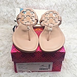 Tory Burch Miller Leather Sandals - Size 8.5 - Light makeup color